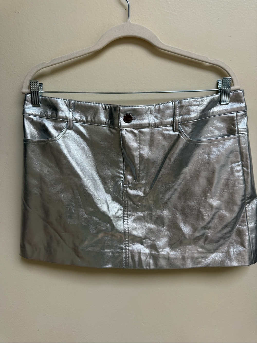 Mango Silver Metallic Mini Skirt